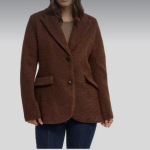 New Ellen Tracy Women's Chocolate Wave Boucle Jacket Size Large